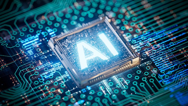 AI lit up on a circuit board